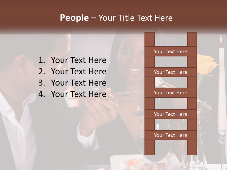 A Man And Woman Eating Sushi At A Restaurant PowerPoint Template