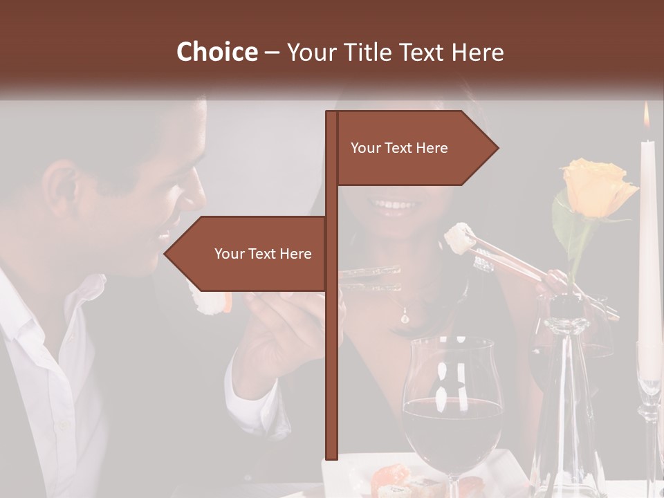 A Man And Woman Eating Sushi At A Restaurant PowerPoint Template