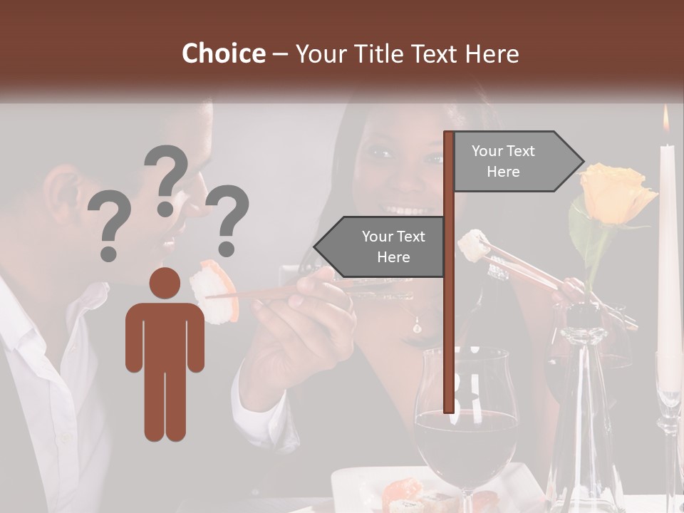A Man And Woman Eating Sushi At A Restaurant PowerPoint Template