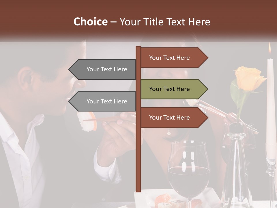 A Man And Woman Eating Sushi At A Restaurant PowerPoint Template