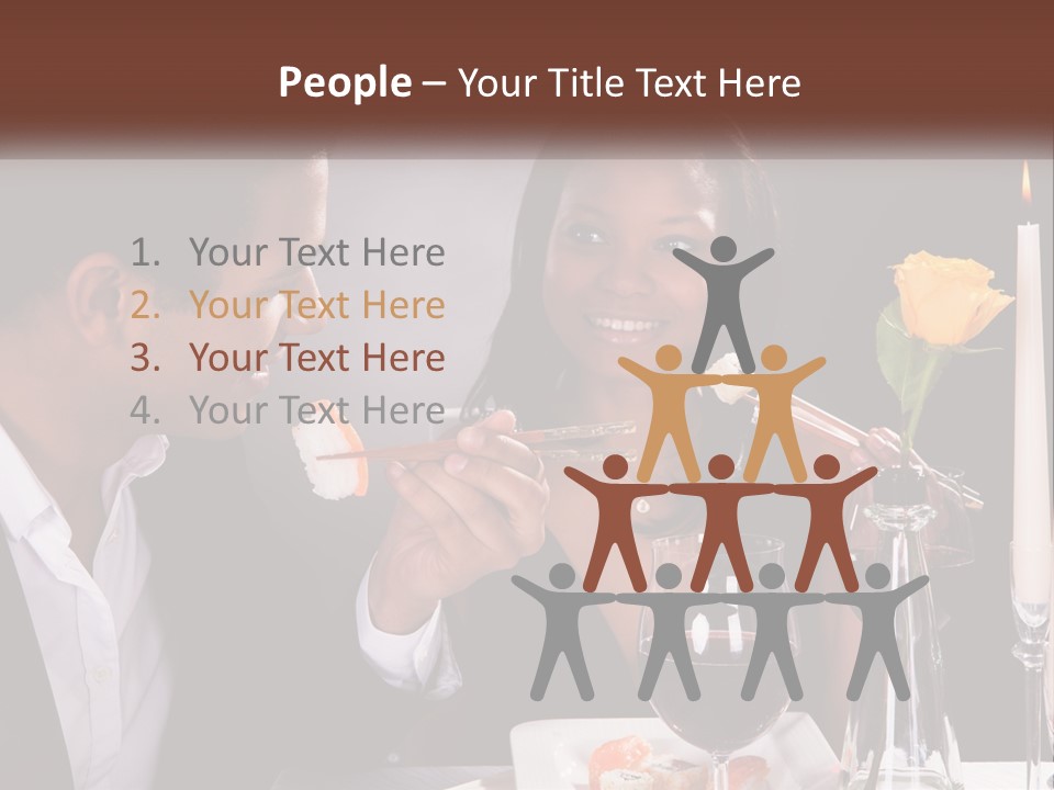 A Man And Woman Eating Sushi At A Restaurant PowerPoint Template