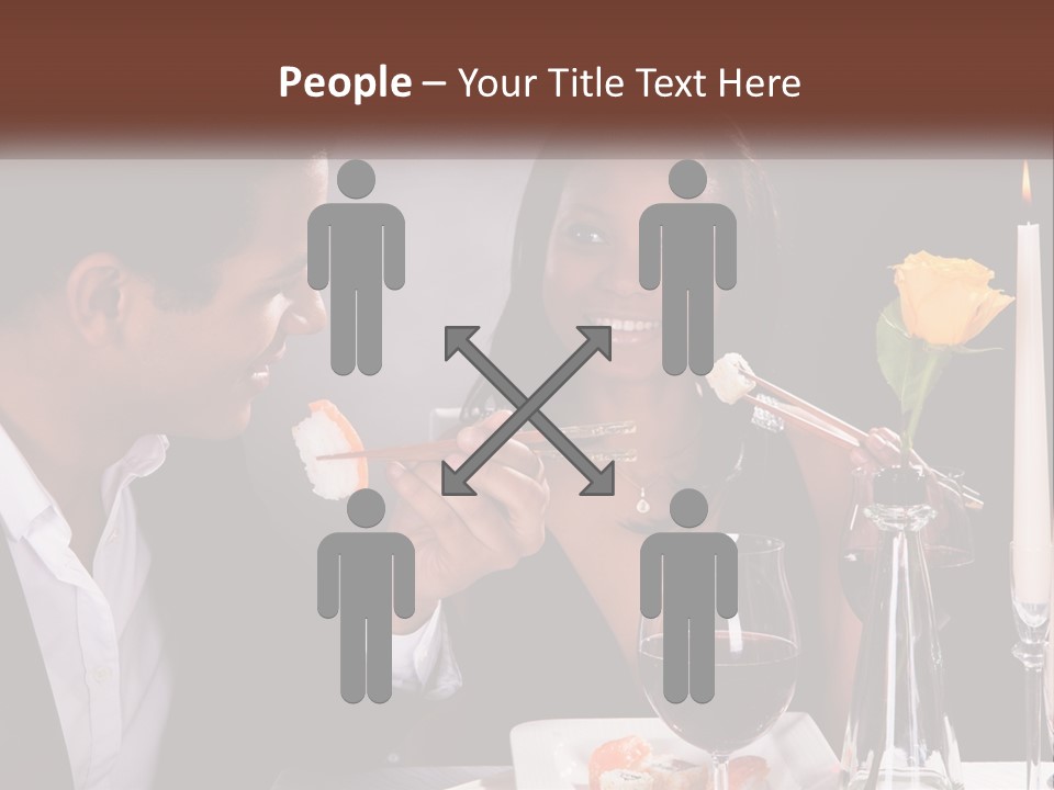 A Man And Woman Eating Sushi At A Restaurant PowerPoint Template