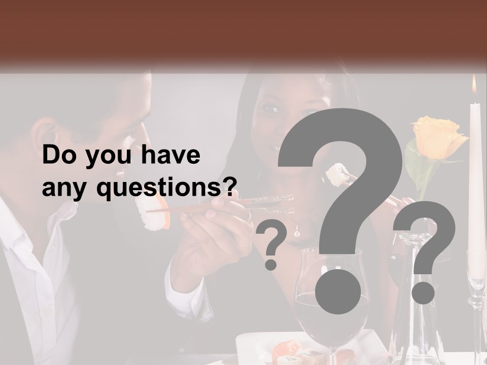 A Man And Woman Eating Sushi At A Restaurant PowerPoint Template