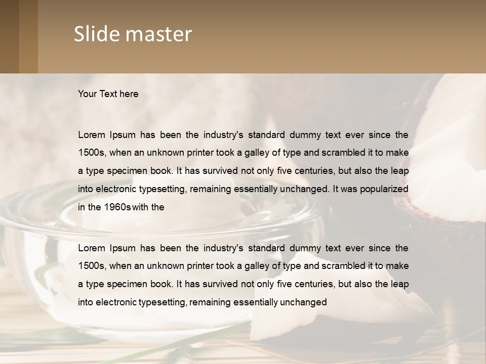 A Bowl Of Coconuts Next To A Cut In Half Coconut PowerPoint Template