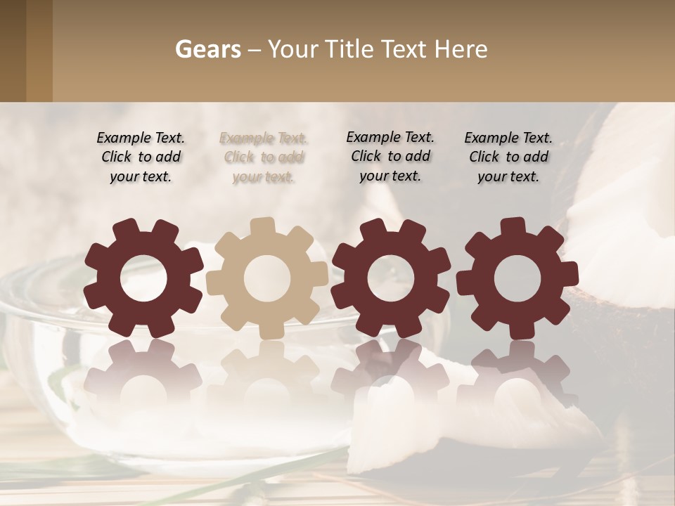 A Bowl Of Coconuts Next To A Cut In Half Coconut PowerPoint Template