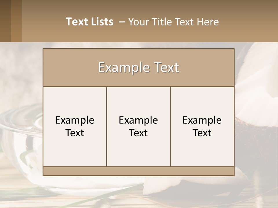 A Bowl Of Coconuts Next To A Cut In Half Coconut PowerPoint Template