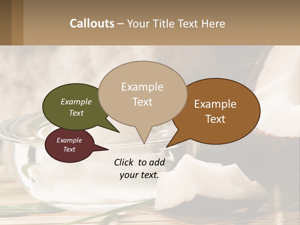 A Bowl Of Coconuts Next To A Cut In Half Coconut PowerPoint Template