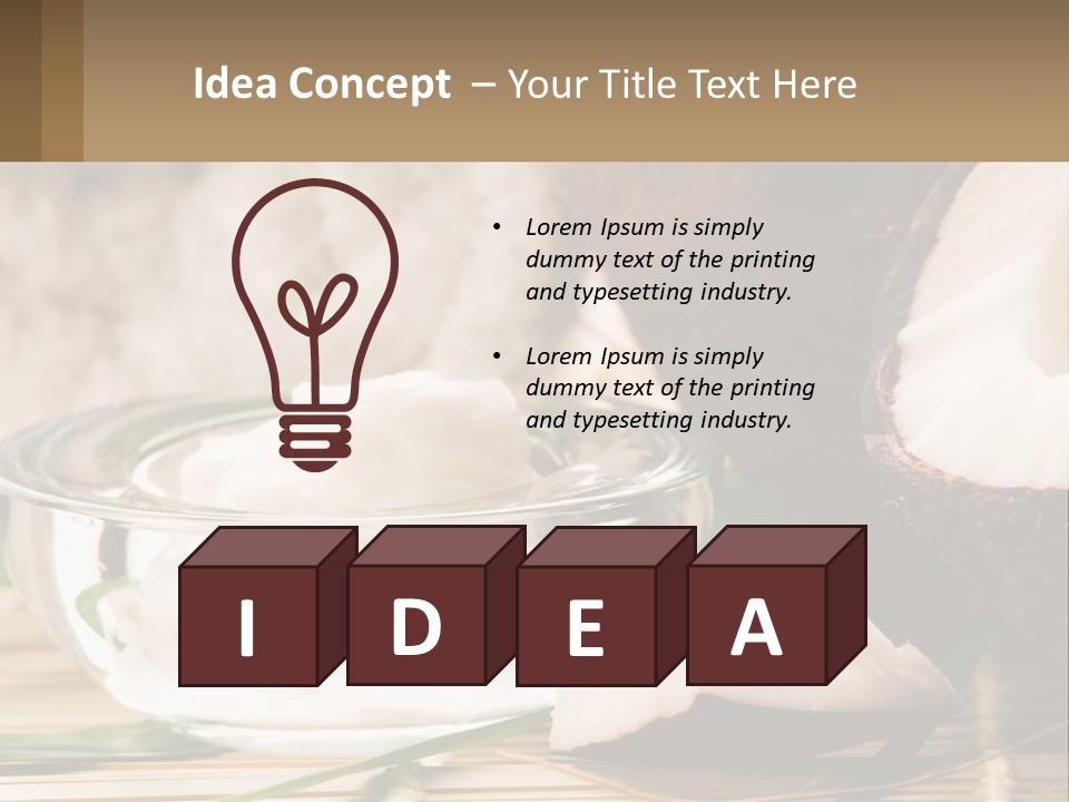 A Bowl Of Coconuts Next To A Cut In Half Coconut PowerPoint Template