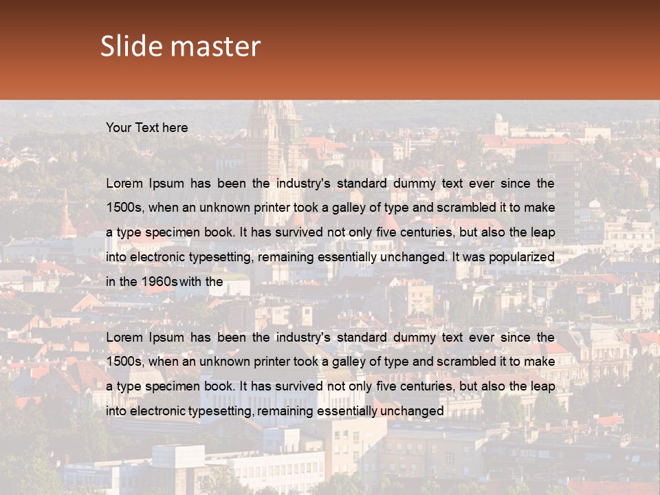 A Picture Of A City With A Church In The Background PowerPoint Template