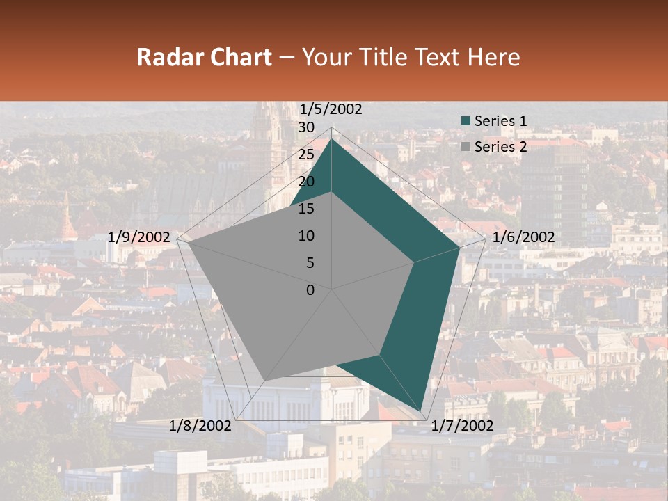 A Picture Of A City With A Church In The Background PowerPoint Template