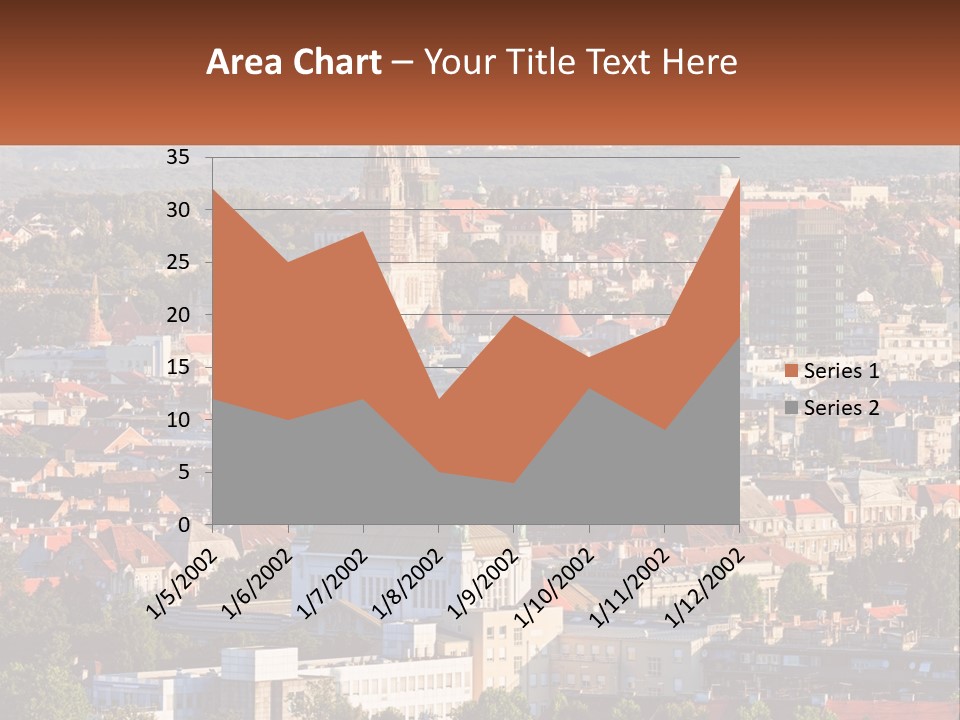A Picture Of A City With A Church In The Background PowerPoint Template