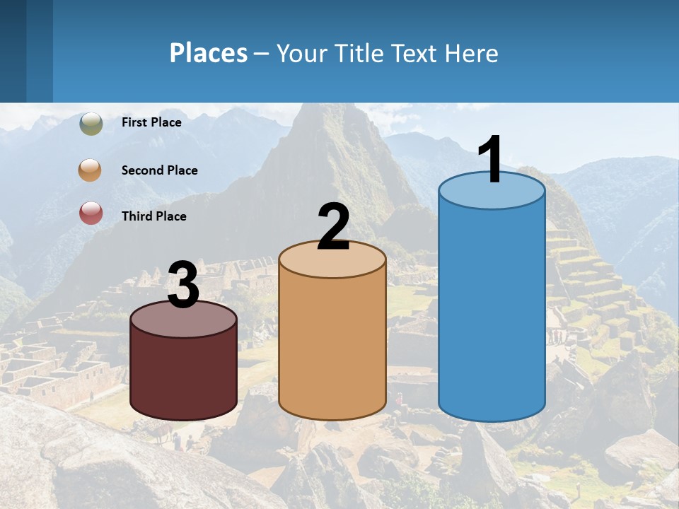 A View Of A Mountain Range With A Few Ruins In The Foreground PowerPoint Template