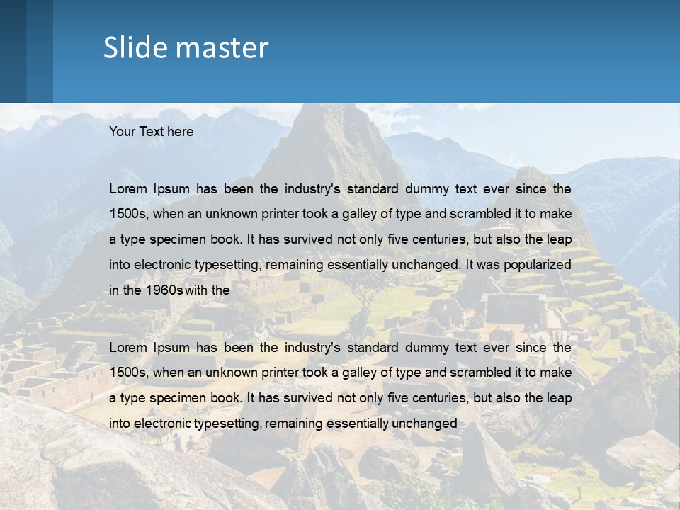 A View Of A Mountain Range With A Few Ruins In The Foreground PowerPoint Template