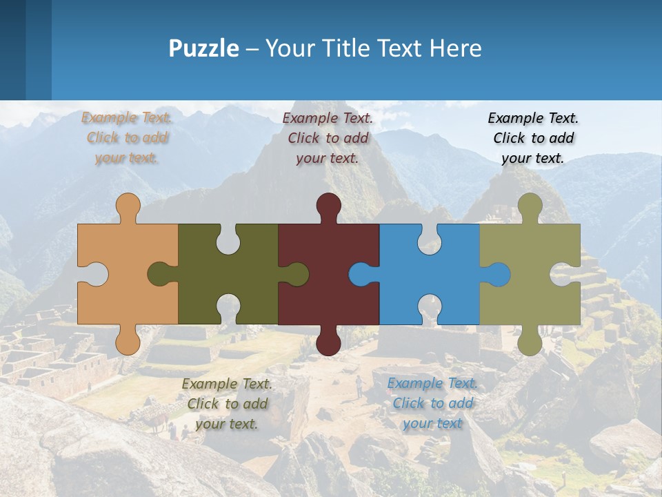 A View Of A Mountain Range With A Few Ruins In The Foreground PowerPoint Template