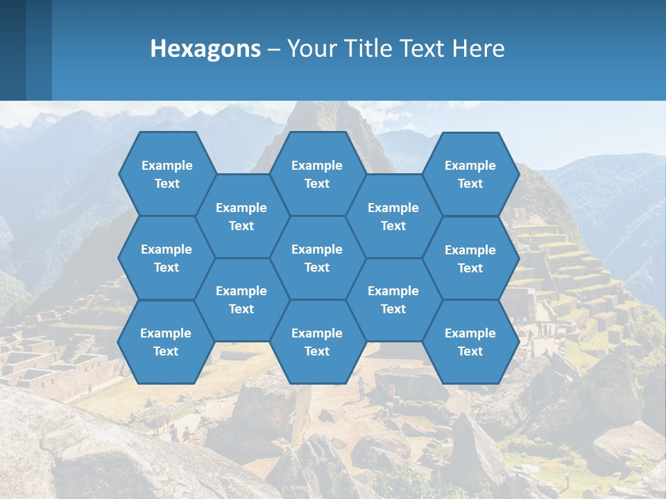 A View Of A Mountain Range With A Few Ruins In The Foreground PowerPoint Template