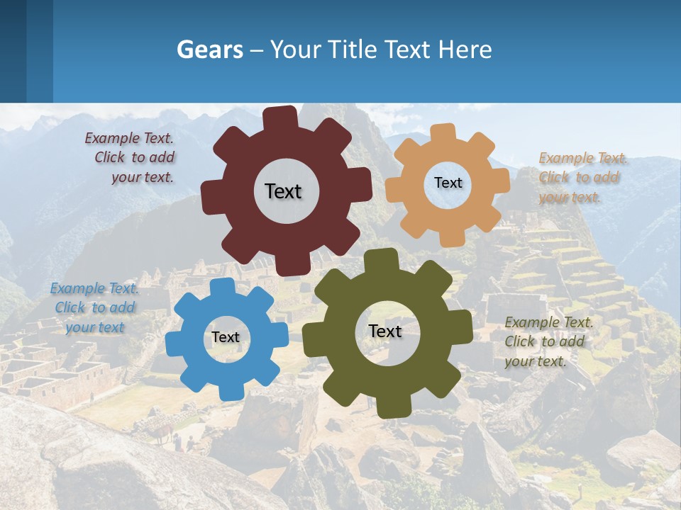 A View Of A Mountain Range With A Few Ruins In The Foreground PowerPoint Template