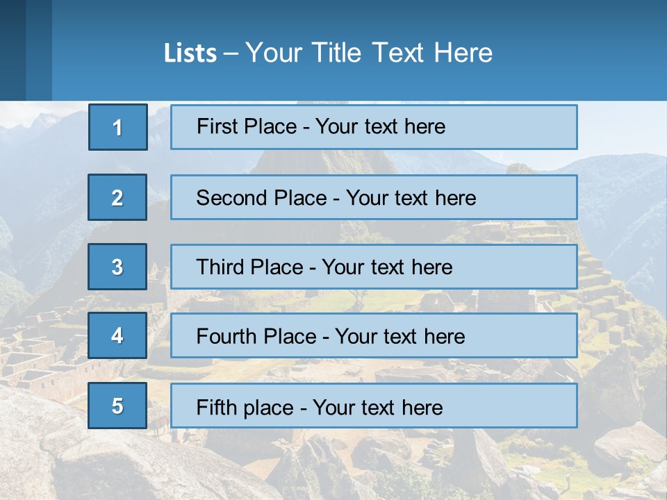 A View Of A Mountain Range With A Few Ruins In The Foreground PowerPoint Template