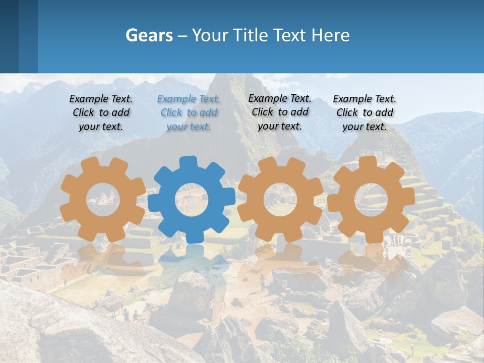 A View Of A Mountain Range With A Few Ruins In The Foreground PowerPoint Template