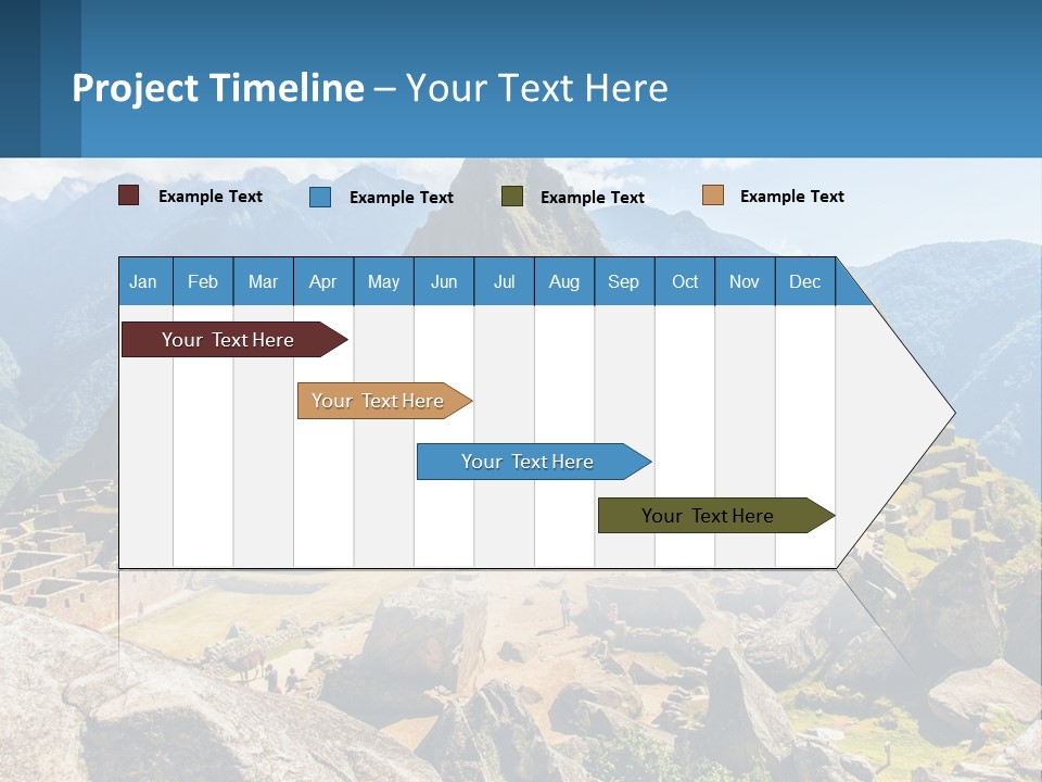 A View Of A Mountain Range With A Few Ruins In The Foreground PowerPoint Template
