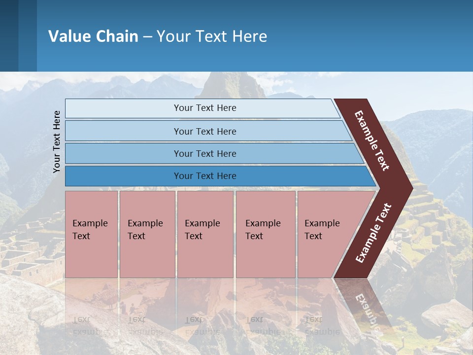 A View Of A Mountain Range With A Few Ruins In The Foreground PowerPoint Template
