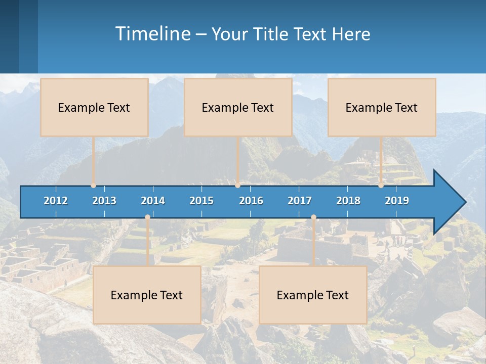 A View Of A Mountain Range With A Few Ruins In The Foreground PowerPoint Template