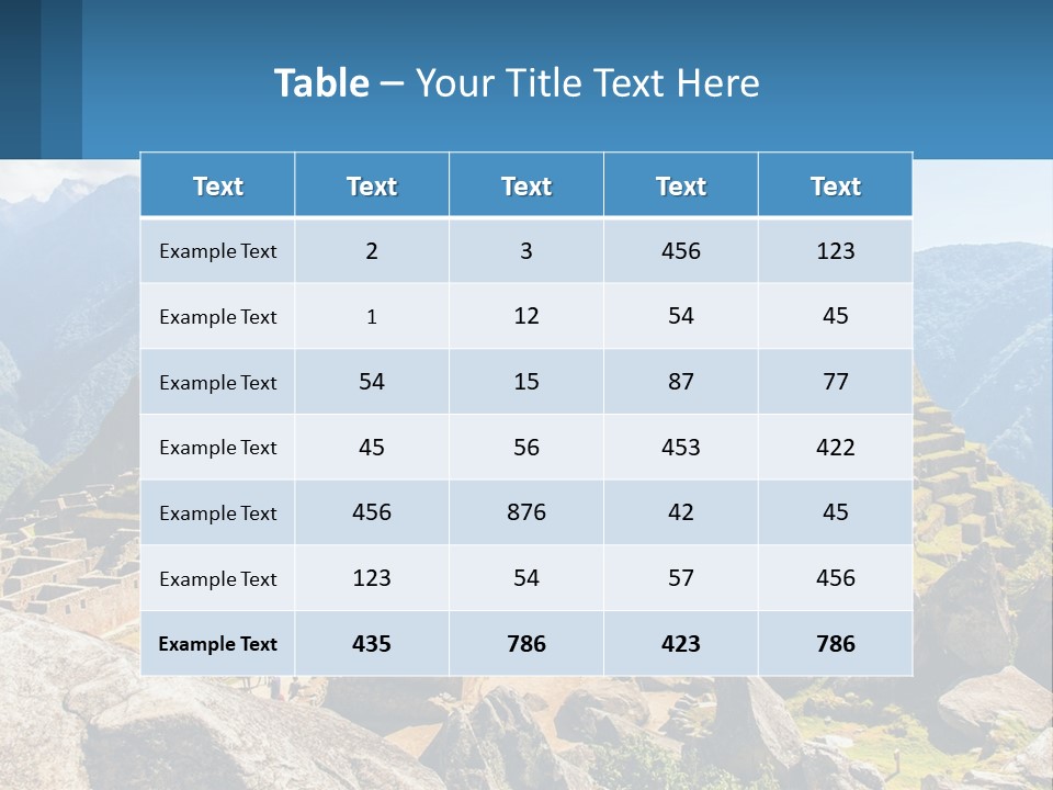 A View Of A Mountain Range With A Few Ruins In The Foreground PowerPoint Template