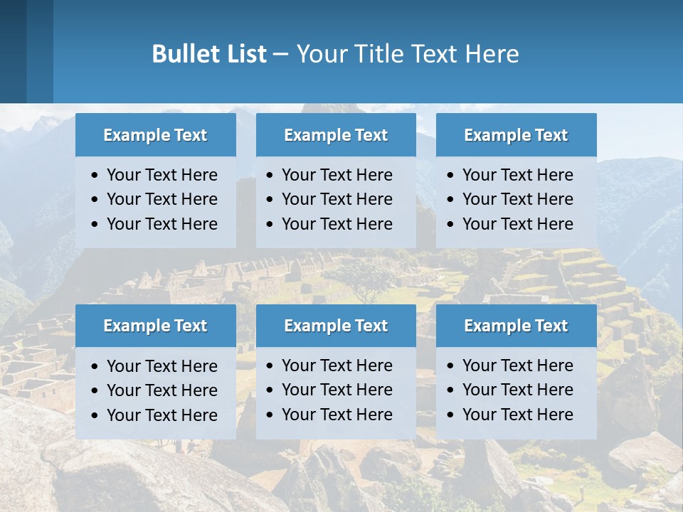 A View Of A Mountain Range With A Few Ruins In The Foreground PowerPoint Template