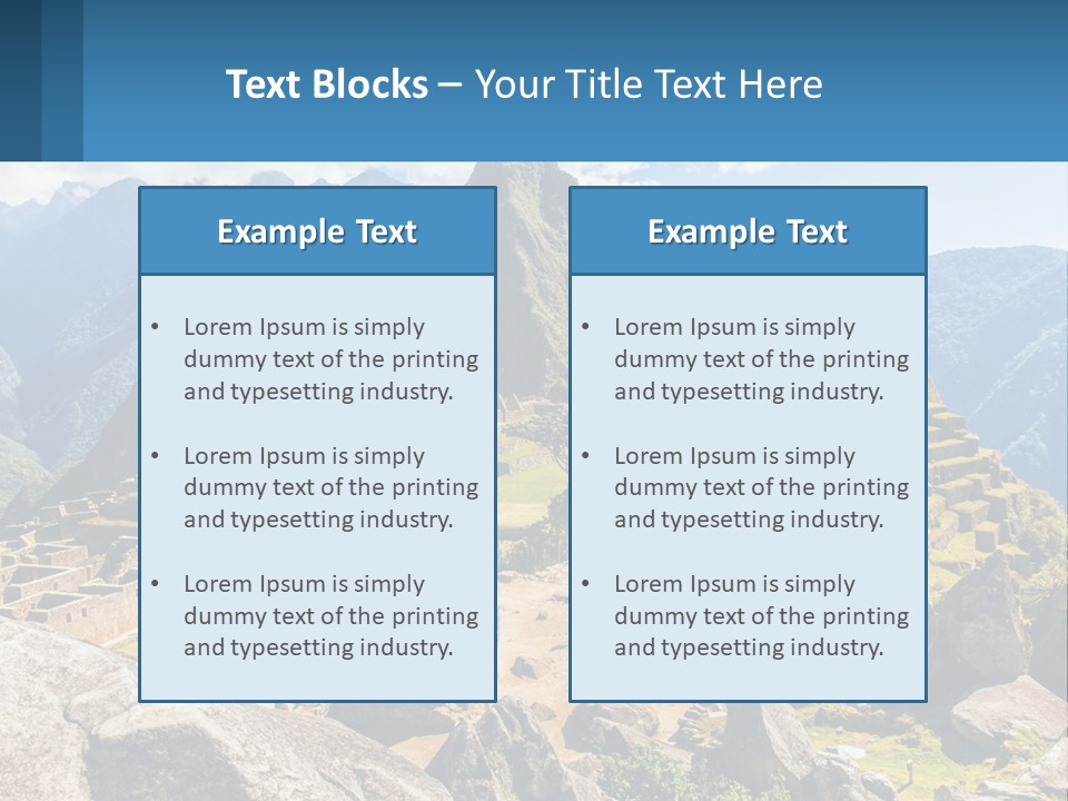 A View Of A Mountain Range With A Few Ruins In The Foreground PowerPoint Template