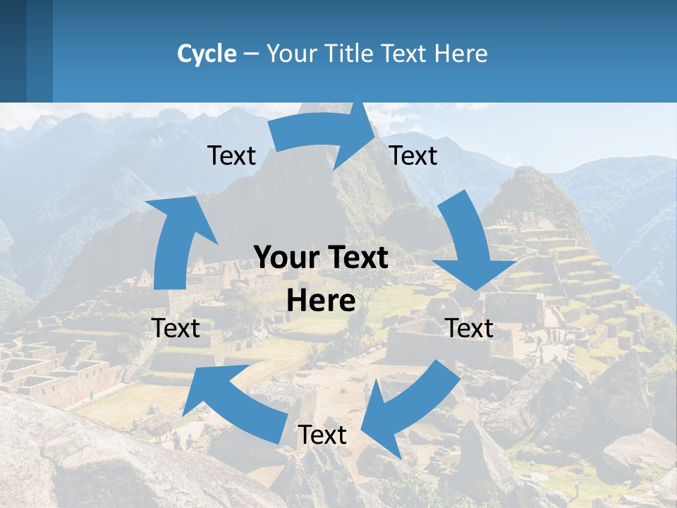 A View Of A Mountain Range With A Few Ruins In The Foreground PowerPoint Template