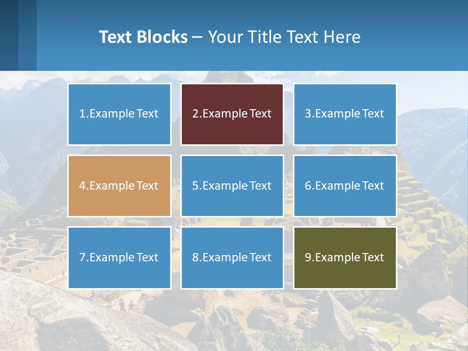 A View Of A Mountain Range With A Few Ruins In The Foreground PowerPoint Template