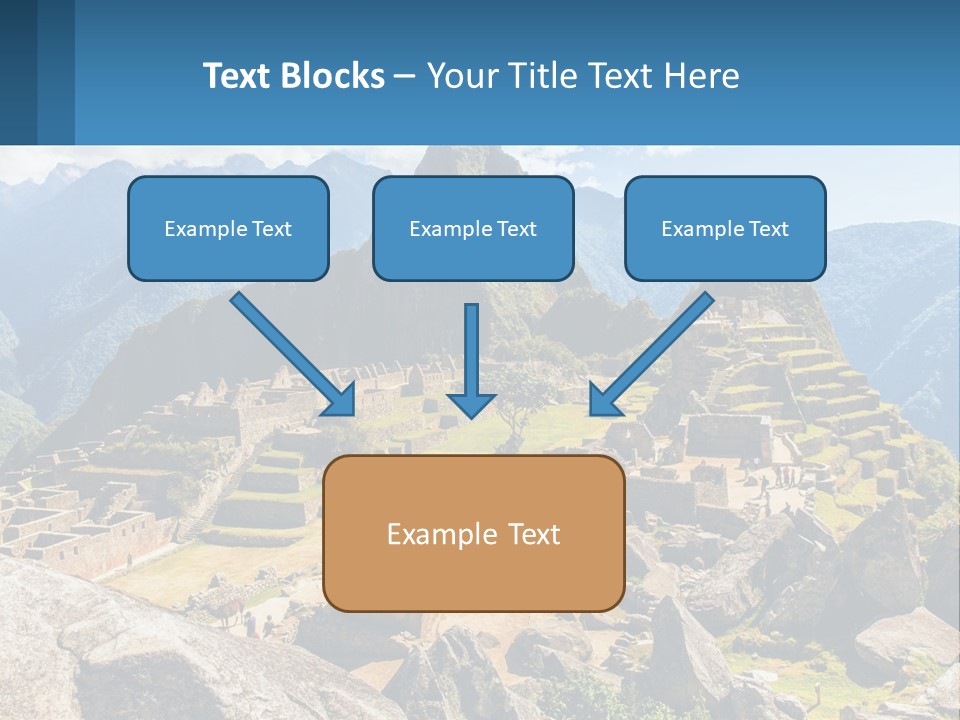 A View Of A Mountain Range With A Few Ruins In The Foreground PowerPoint Template