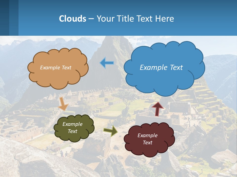 A View Of A Mountain Range With A Few Ruins In The Foreground PowerPoint Template