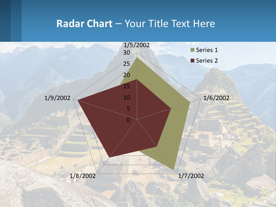 A View Of A Mountain Range With A Few Ruins In The Foreground PowerPoint Template