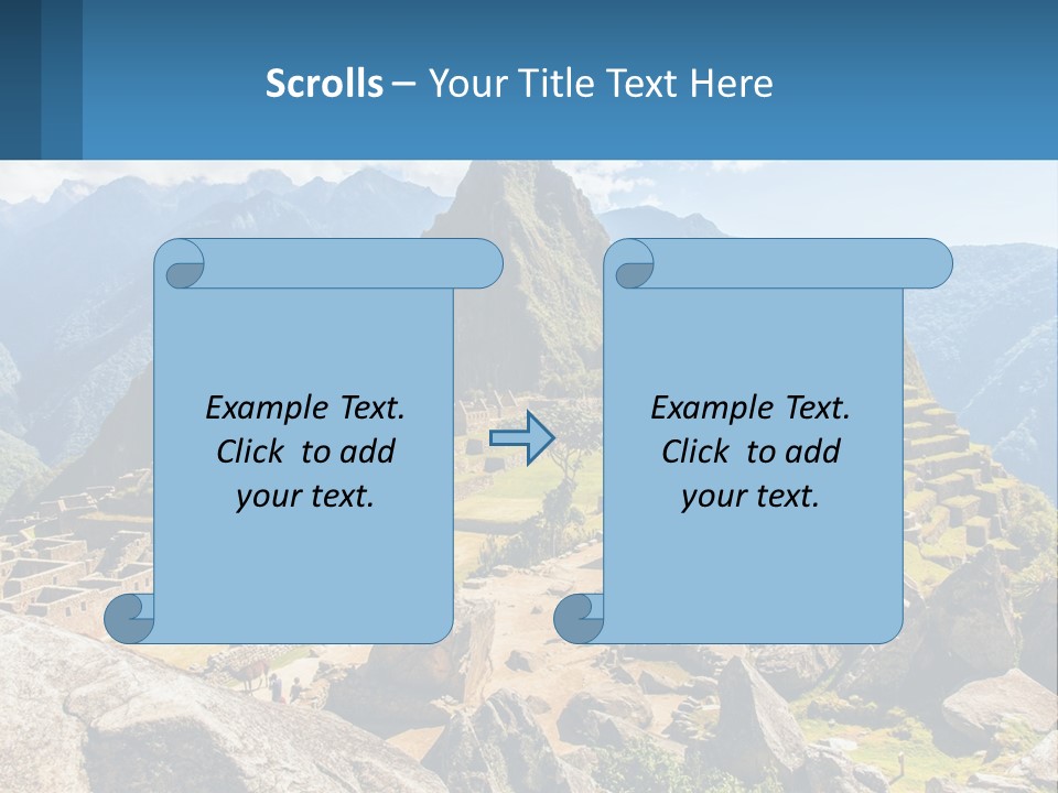 A View Of A Mountain Range With A Few Ruins In The Foreground PowerPoint Template