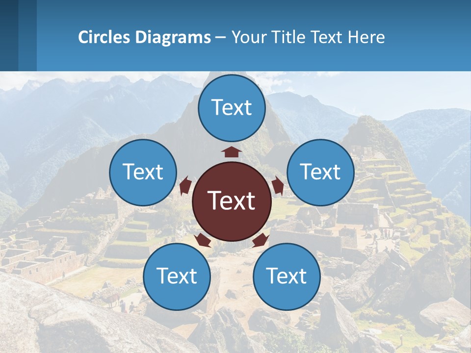 A View Of A Mountain Range With A Few Ruins In The Foreground PowerPoint Template