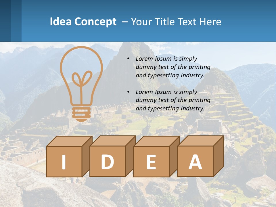 A View Of A Mountain Range With A Few Ruins In The Foreground PowerPoint Template