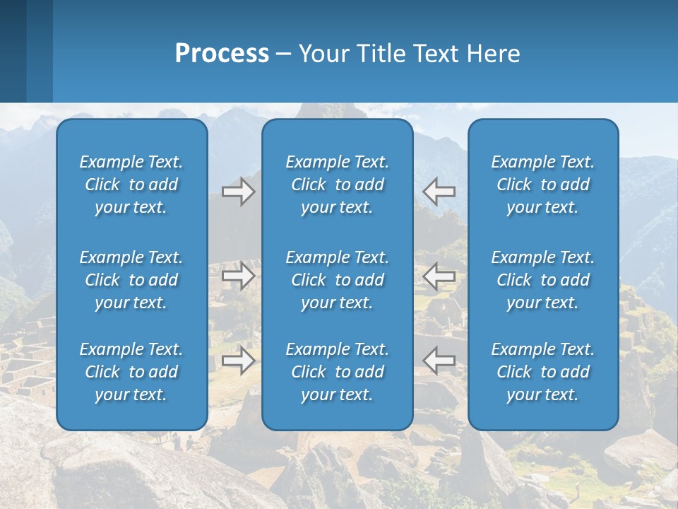 A View Of A Mountain Range With A Few Ruins In The Foreground PowerPoint Template