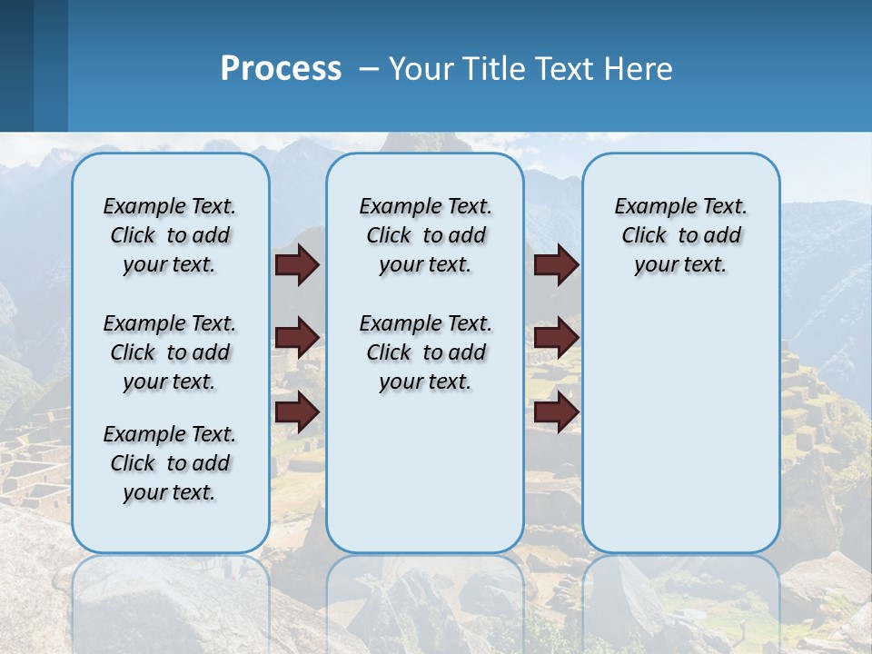 A View Of A Mountain Range With A Few Ruins In The Foreground PowerPoint Template