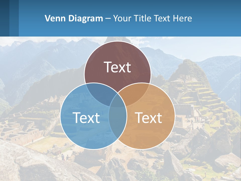 A View Of A Mountain Range With A Few Ruins In The Foreground PowerPoint Template