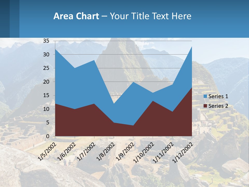 A View Of A Mountain Range With A Few Ruins In The Foreground PowerPoint Template