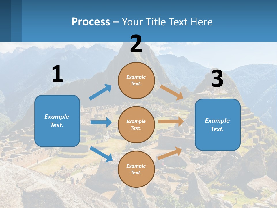 A View Of A Mountain Range With A Few Ruins In The Foreground PowerPoint Template
