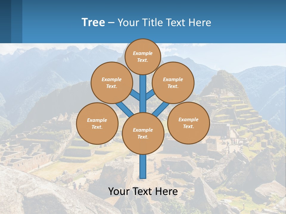 A View Of A Mountain Range With A Few Ruins In The Foreground PowerPoint Template