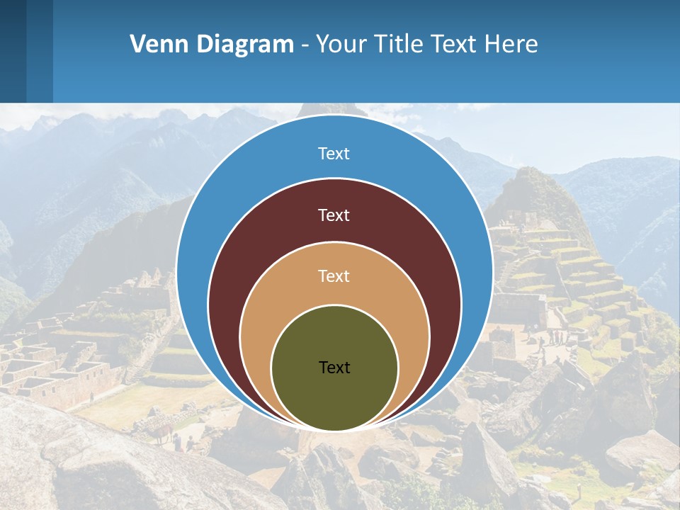 A View Of A Mountain Range With A Few Ruins In The Foreground PowerPoint Template