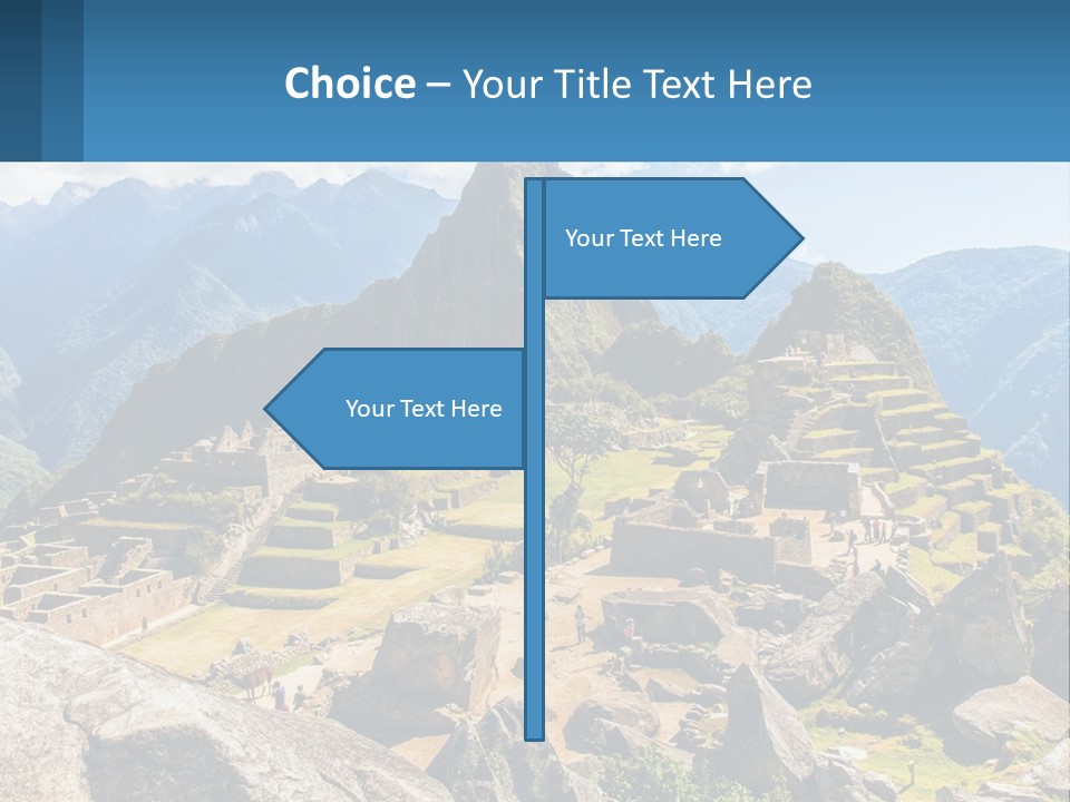 A View Of A Mountain Range With A Few Ruins In The Foreground PowerPoint Template