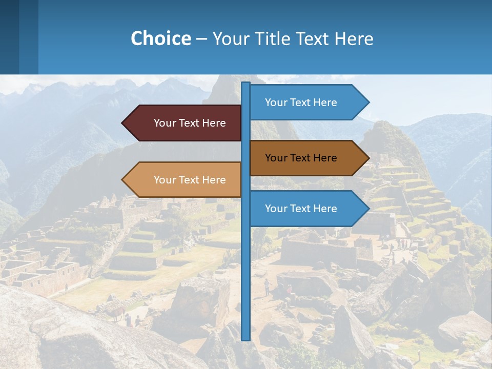 A View Of A Mountain Range With A Few Ruins In The Foreground PowerPoint Template