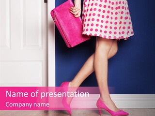 A Woman In A Polka Dot Dress Holding A Pink Purse PowerPoint Template