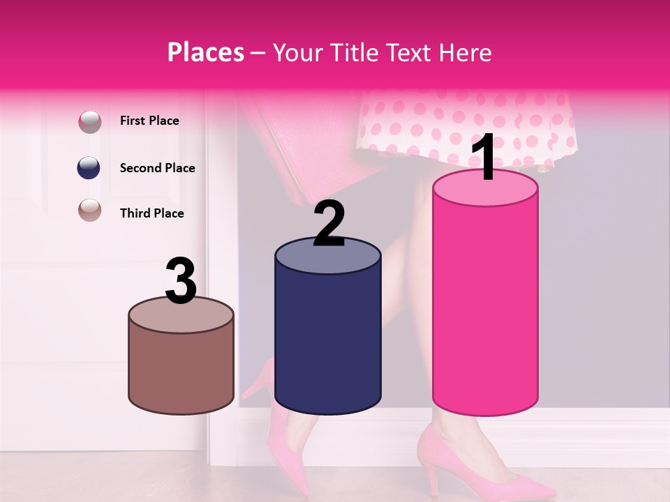 A Woman In A Polka Dot Dress Holding A Pink Purse PowerPoint Template