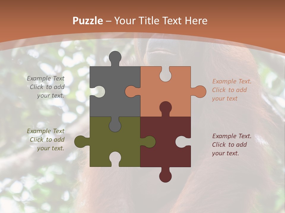 A Baby Oranguel Hanging From A Tree With Its Mother PowerPoint Template