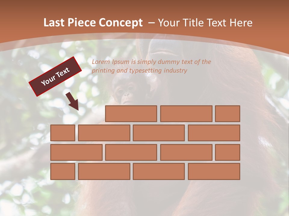 A Baby Oranguel Hanging From A Tree With Its Mother PowerPoint Template