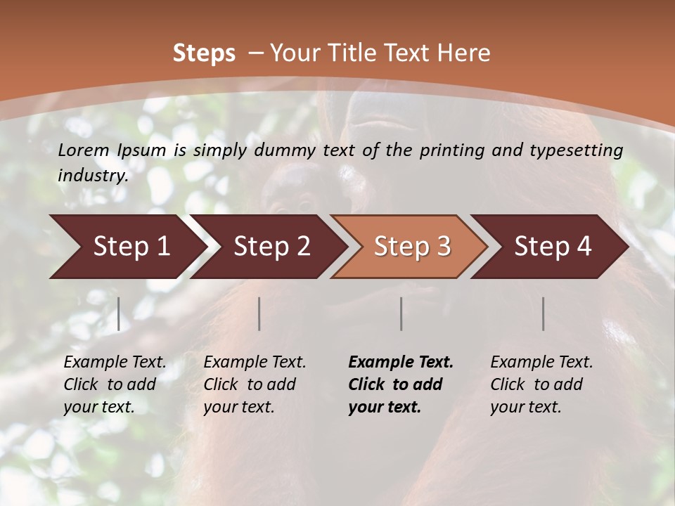 A Baby Oranguel Hanging From A Tree With Its Mother PowerPoint Template